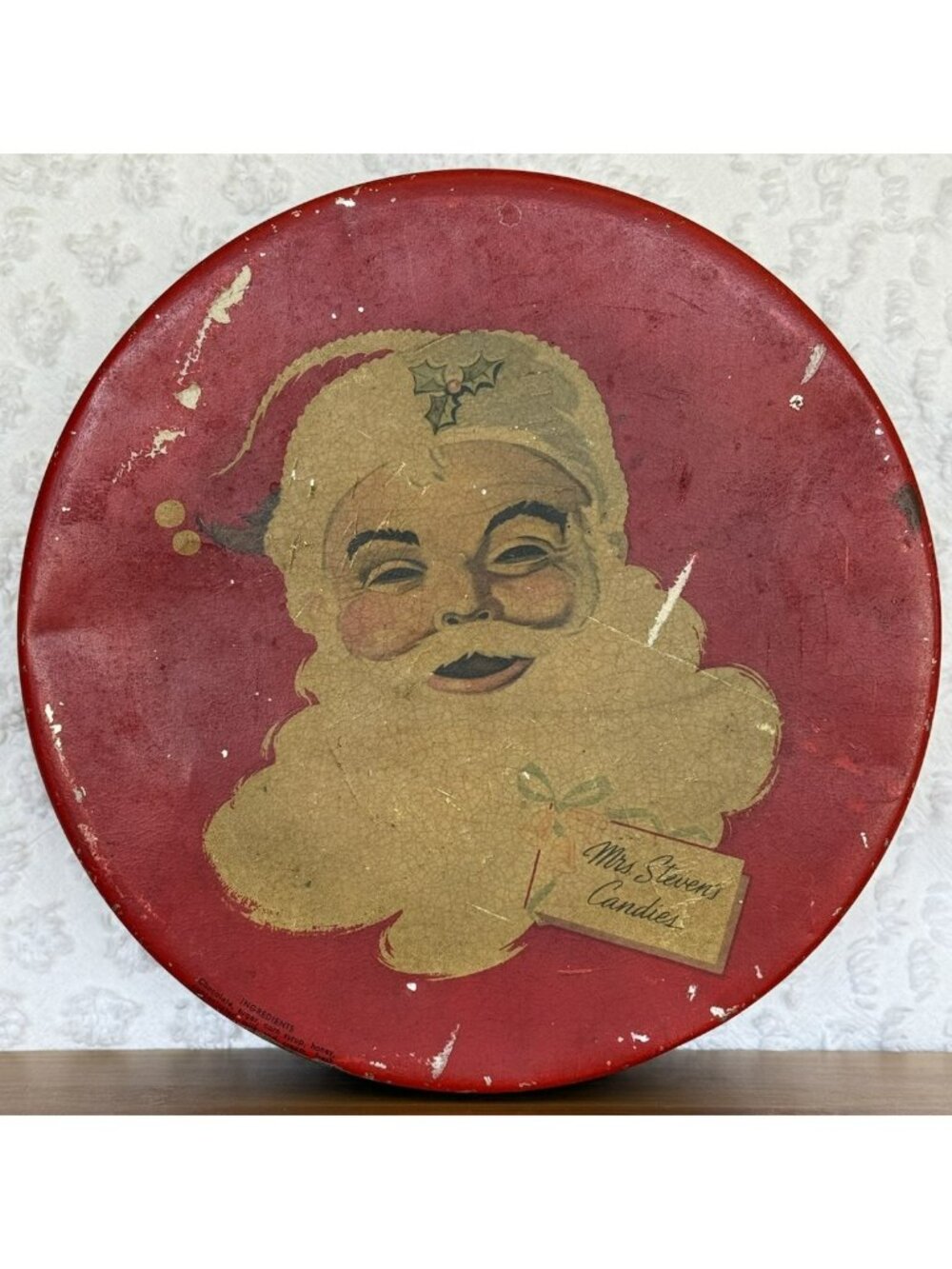 Vintage 1950s Steven Candy Kitchens Mrs Steven’s Candies 9 Inch Candy Tin USA